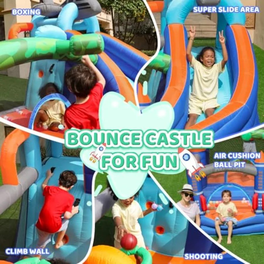 Inflatable Bounce House for Kids Fun, Bouncer & Slide with Air Ball Pool, Inflatable Bouncer with Blower Use for Indoor&Outdoor
