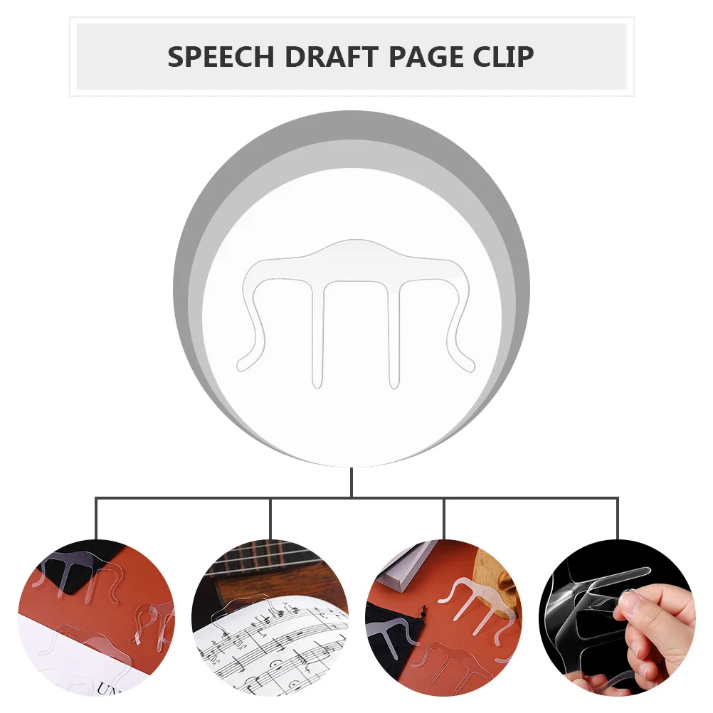 

4Pcs Clear Fixing Clamps Transparent Acrylic Book Page Clips Speech Draft Recipe Clip Flexible Portable