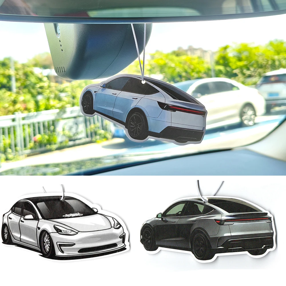Newest JDM Car Air Freshener Hanging Auto Rearview Mirror Perfume Pendant Solid Paper JDM For TESLA Model Y Model 3 Model X