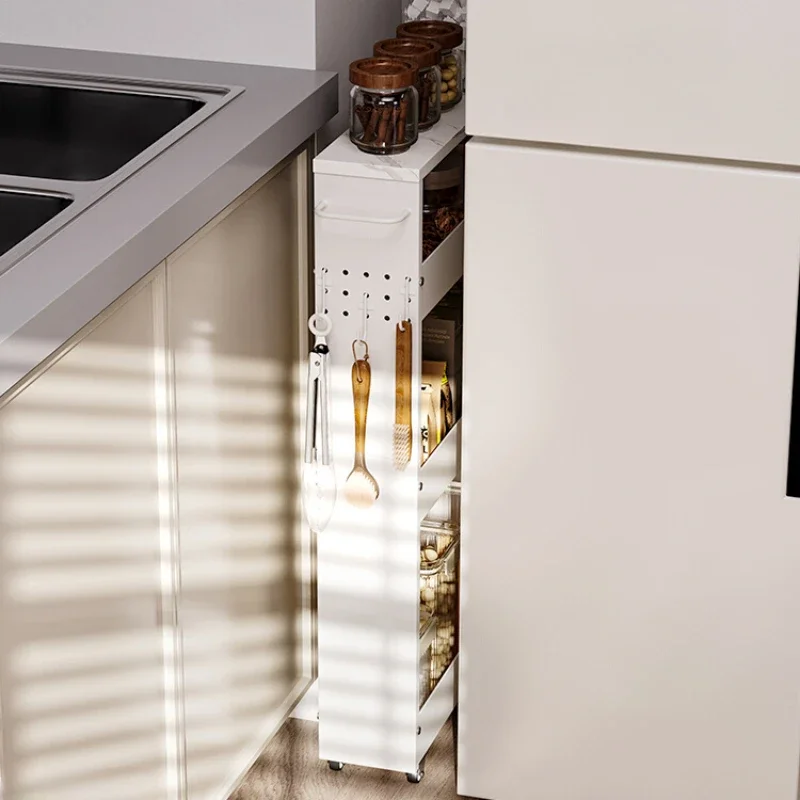 Multi-Layer Drawing Spice Holder High Guardrail Storage Rack Kitchen Ultra-narrow Storage Cart Stable Load-Bearing Seam Cabinet