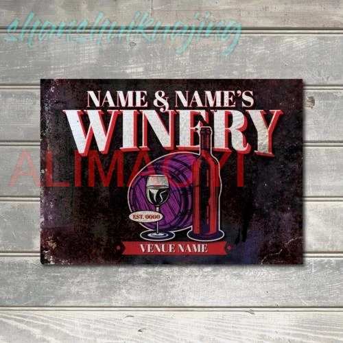 Personalised Winery Sign Wine Cellar or Bar Custom Decor Gift Metal Plaque