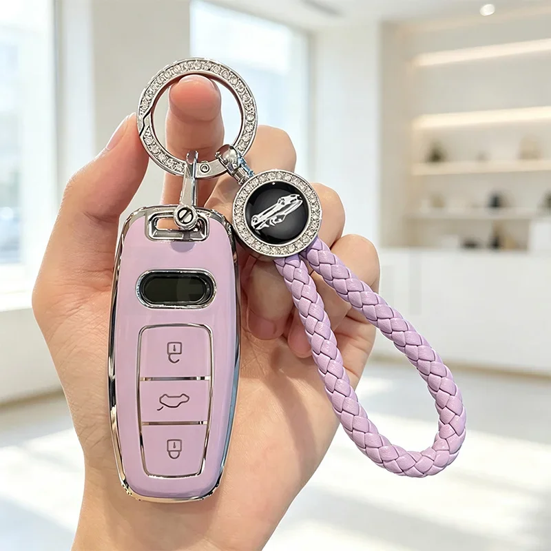 TPU Keyless Car Remote Key Case Cover for Audi A3 A4 B9 A6 C8 A7 S7 4K A8 D5 S8 Q7 Q8 SQ8 E-tron Protector Keychain Accessories