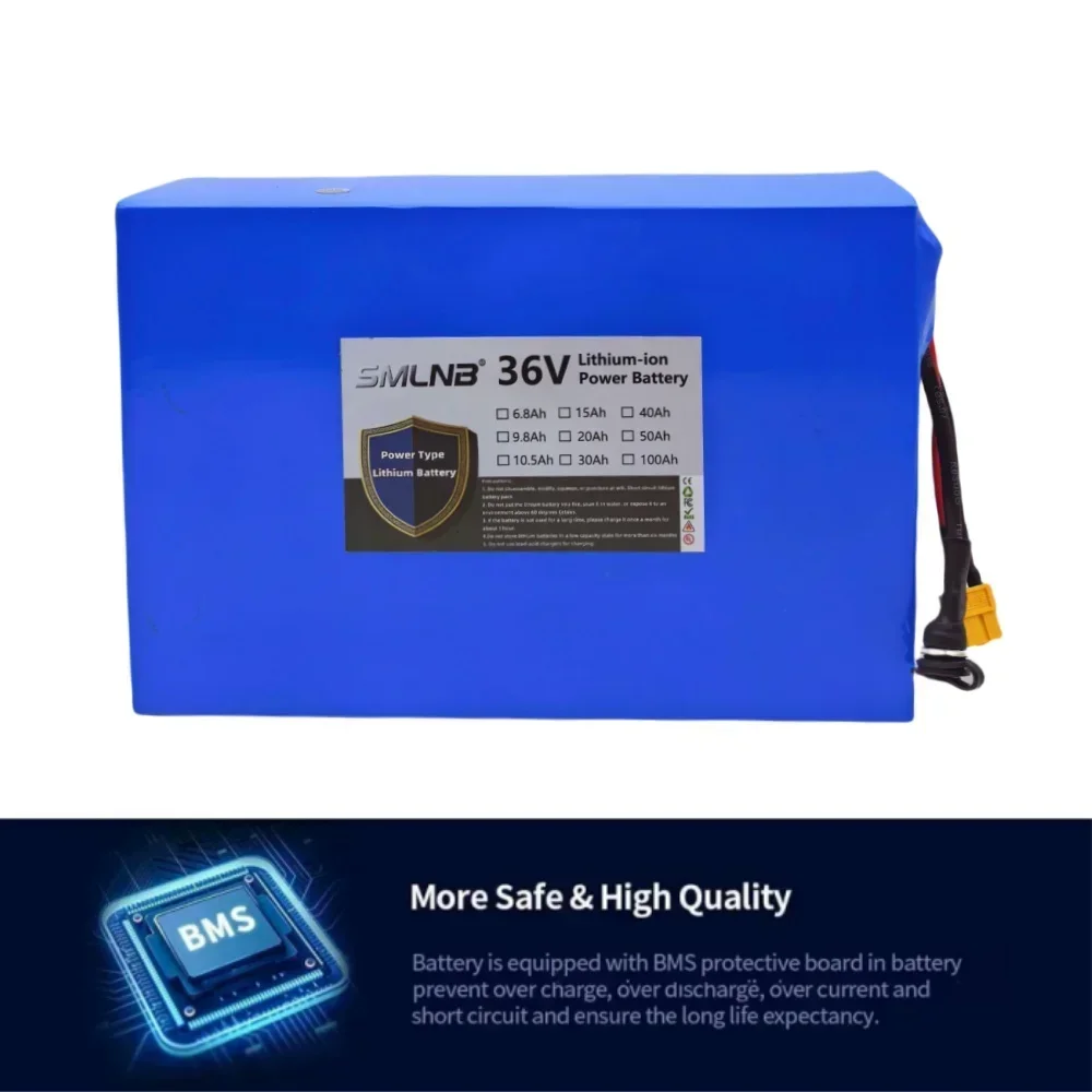 21700 10S6p 36V 30AH Rechargeable Lithium Battery Pack 100-1300W Electric Motorcycle Scooter Bicycle with BMS Battery Pack
