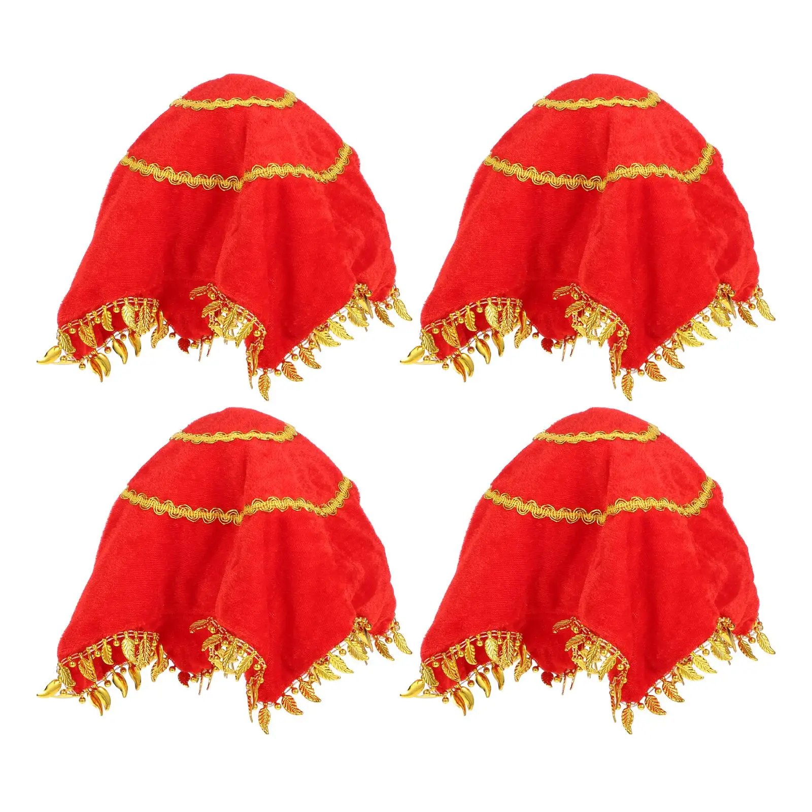 4 pçs lenços engraçados toalha de dança vintage lenço de dança vermelho dourado veludo criança
