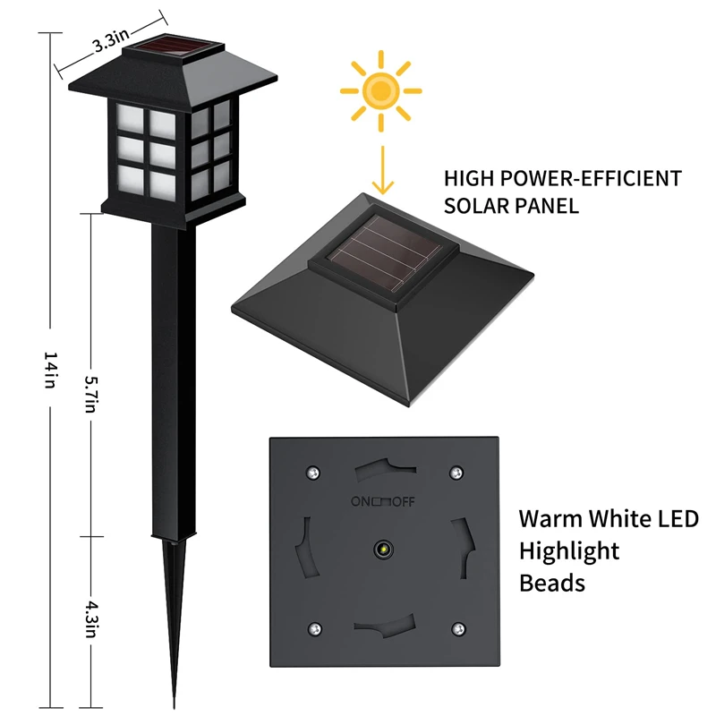 Luces solares para camino al aire libre, lámpara LED para césped, decoración impermeable para jardín/Patio/Paisaje/Patio/entrada/pasarela