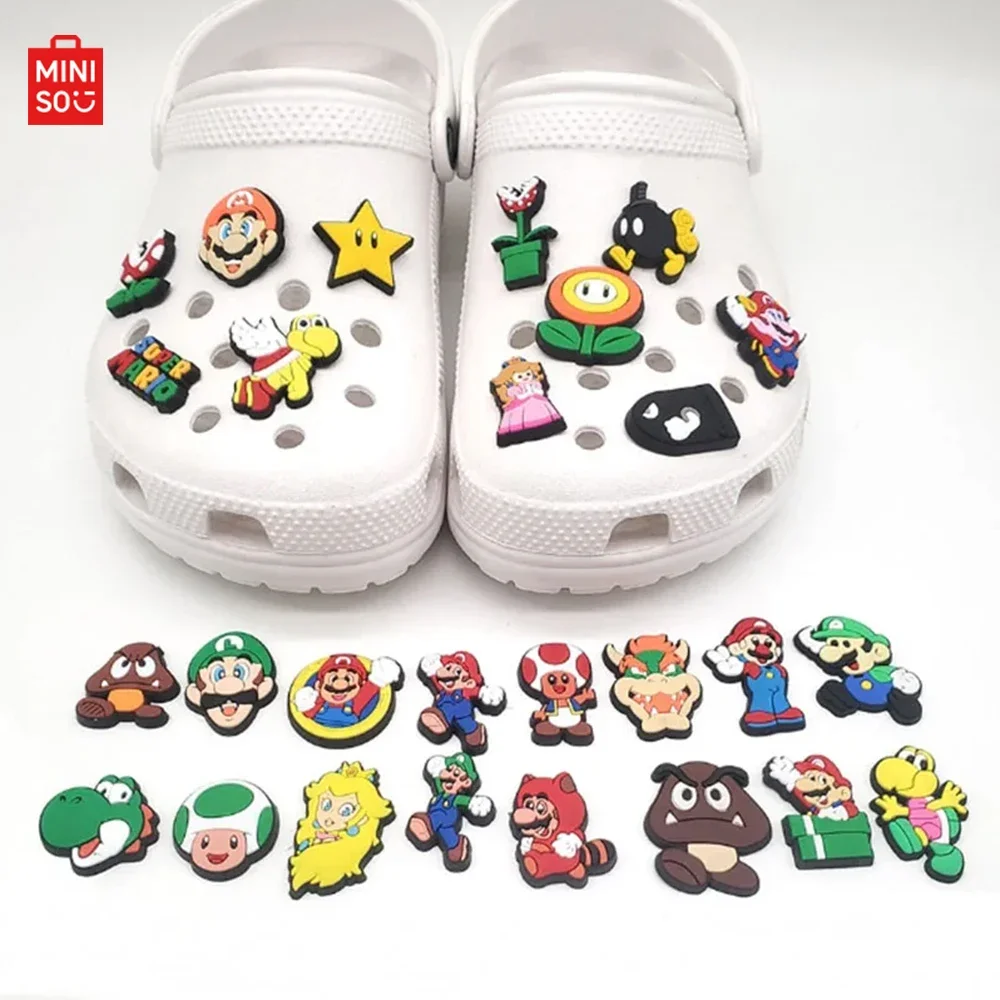 

27pcs Mario Shoe Charms Anime Decoration Buckle For Kids Party Gifts Princess PVC Garden Shoes Sandals Accessories