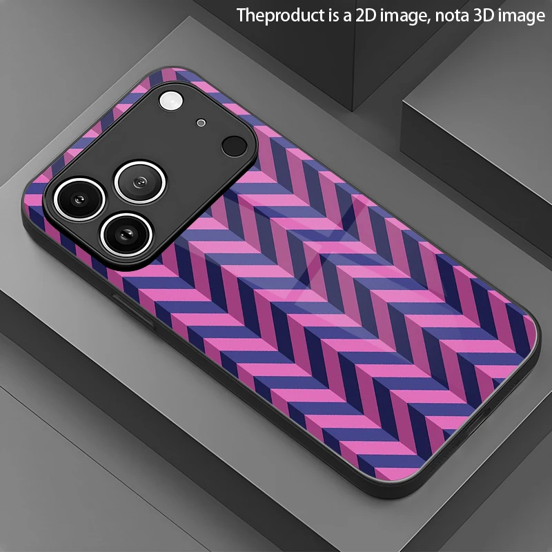 Purple Pink Rhombus Pattern 2D Phone Case for iPhone 17/16/15/14/13/12/11/X/XR/XS Max/Pro/8 plus - Glass Protective Cover