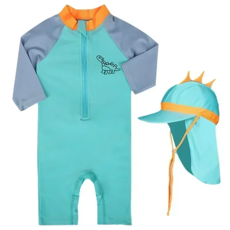 Costume da bagno per bambini 2024 Estate Costumi da bagno interi per bambini Dinosauro Ragazzi Ragazze Tuta da surf Protezione solare per bambini