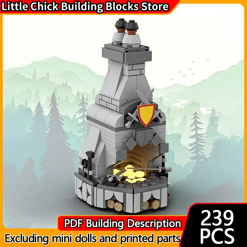 

Средневековый замок, модель MOC, строительные кирпичи, деревняская печь, ковка, модульная технология, детские праздничные подарки, сборные игрушки, костюм