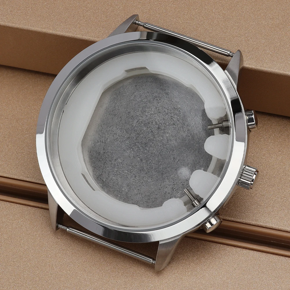 

High Quality 46.8mm Men's Watch Case Silver Case Accessories Stainless Steel for VD53 Quartz Movement DIY Repair Parts 41mm Dial