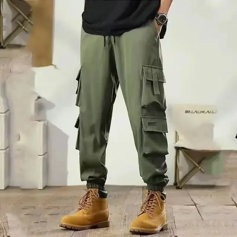 Trousers Man Multipockets Cargo Pants for Men Khaki Multi Pocket Korean Stacked Work Wear Cheap Slacks Big Size Baggy New In