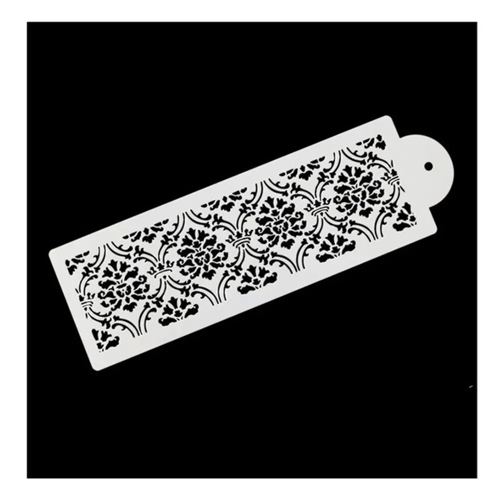 2PCS Plastic Baking Mould Sugarcraft Cupcake Stencil Fondant Mold Cake Damask Lace Border Cake Decorating Tool