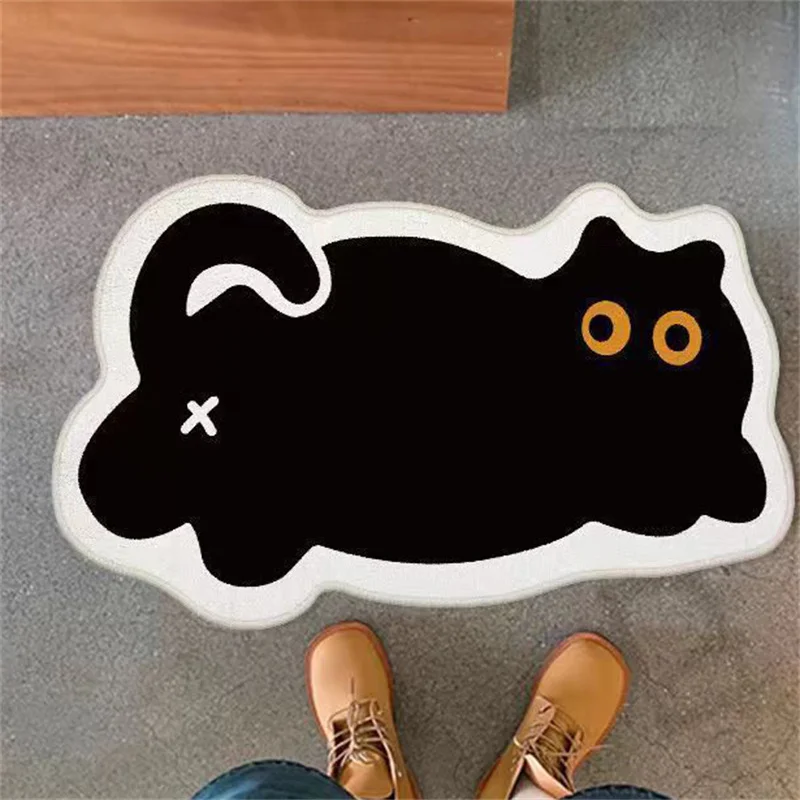 Cute Cat Rug Bedroom Bedside Blanket Toilet Bathroom Kitchen Absorbent Mat Non-slip Imitation Cashmere Floor Mats