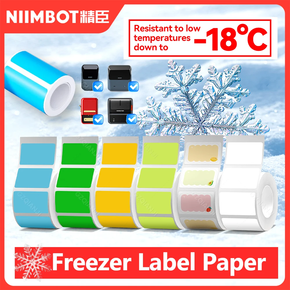 For NIIMBOT B21 B1 B203 B3S Frozen Label Paper Resistant To Low Temperatures Down-18°C For Kitchen Freezer Cabinet Sticker Roll