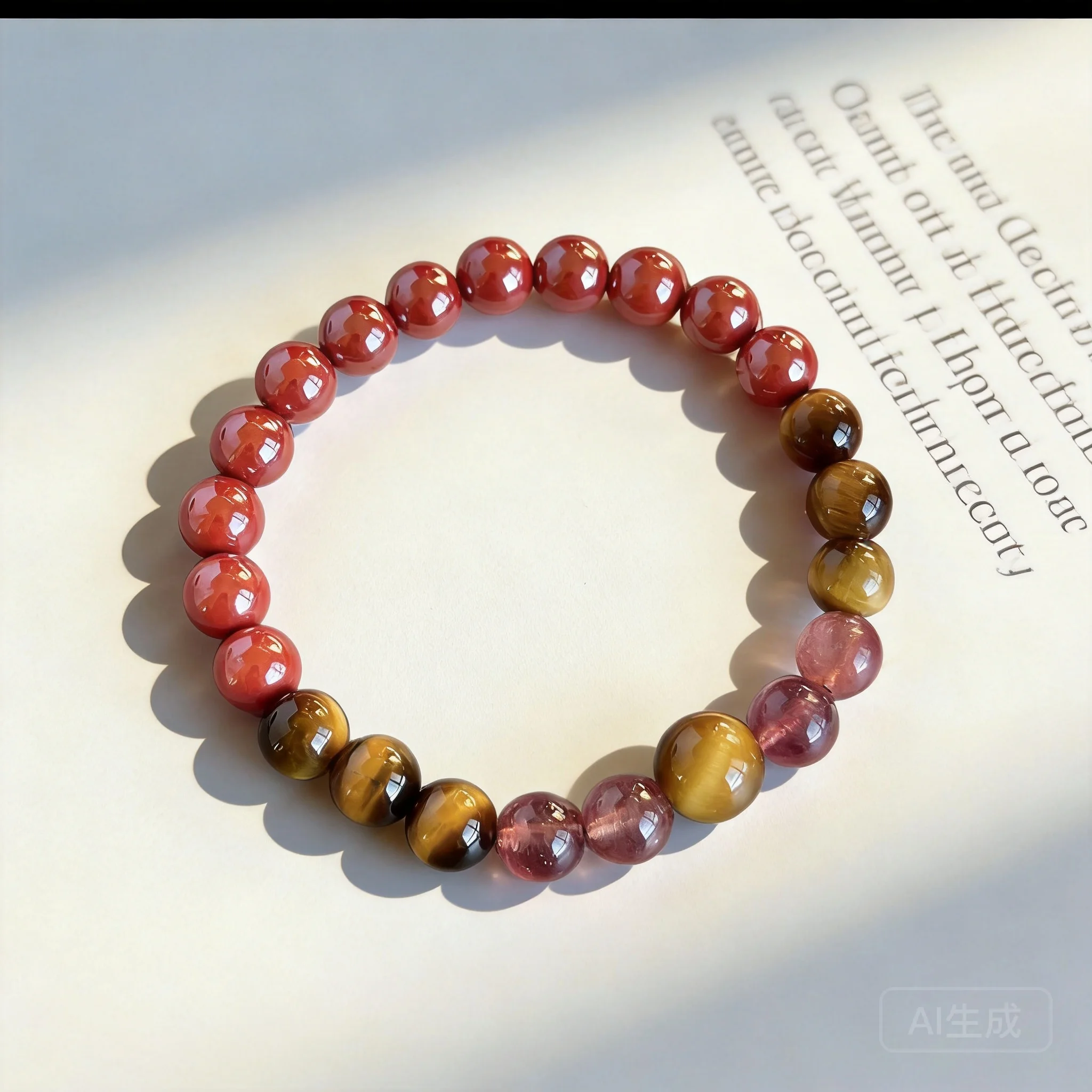

2026 Chinese Style Natural Cinnabar Tiger's Eye Strawberry Quartz Beaded Bracelet For Women Men Daily Wear Spiritual Energy Jewe