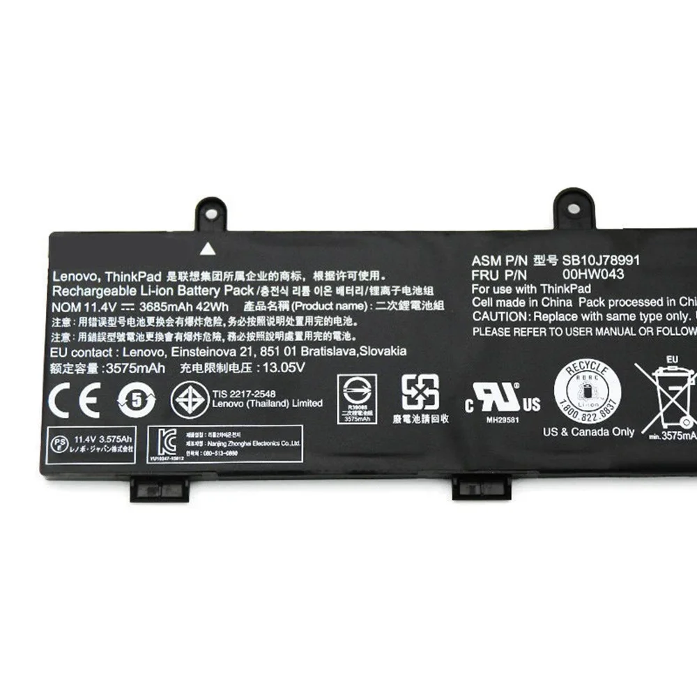 Brand New Original 00HW043 11.4V 42Wh Laptop Battery for Lenovo ThinkPad Yoga 11e 3rd 4th Gen 20GC 00HW044