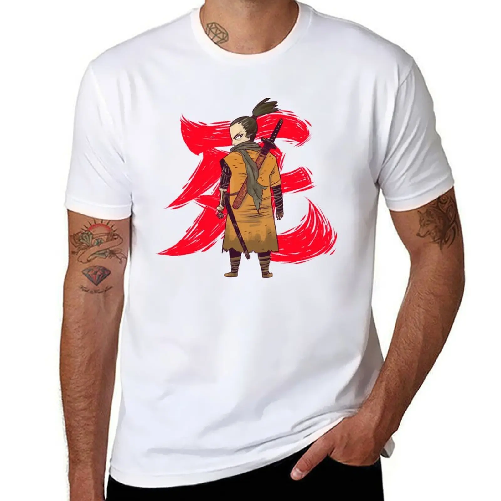 

Kanji Wolf Sekiro T-Shirt Casual Fashion Short Sleeve Cotton T-Shirt