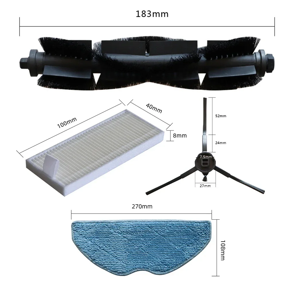 

Эффективная чистка, основная боковая щетка, фильтр, тканевый мешок для пыли, комплект для пылесоса 360° для Botslab S8 Plus