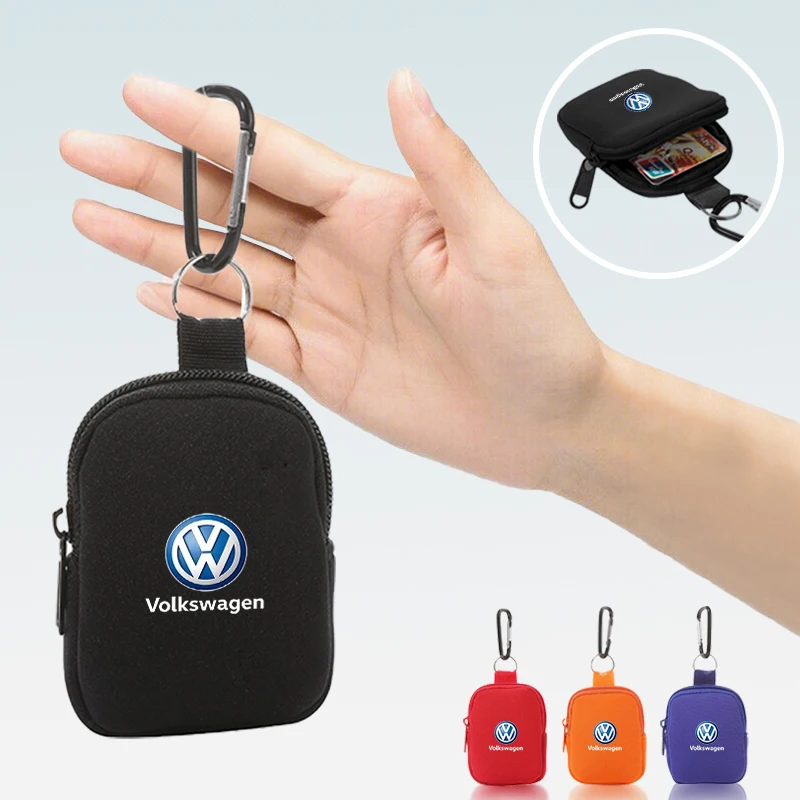 Car Mini Portable Pouch New Waist Bag Keychain Zipper Pocket Storage Organizer For VW Volkswagen Golf Passat Touran Jetta Tiguan view 3