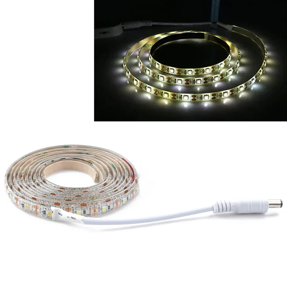 PIR Motion Sensor Light 2M LED Strip lamp Power Flexiable Bed Closet Waterproof Nightlight Indoor/Outdoor Warm White 2M