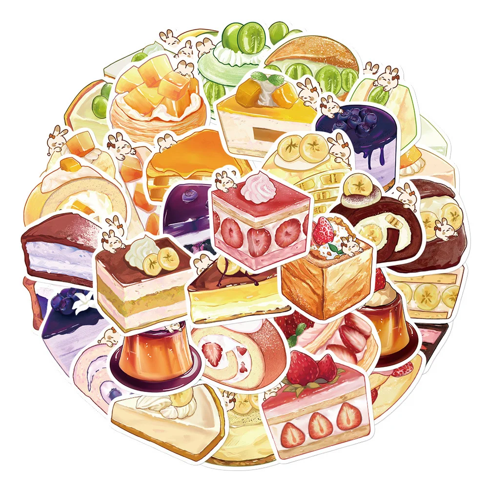 10/20/40pcs Cute Kawaii Cartoon Food Cake Dessert Aesthetic Stickers Decals Laptop Phone Scrapbook Stationery Sticker Kid Toy