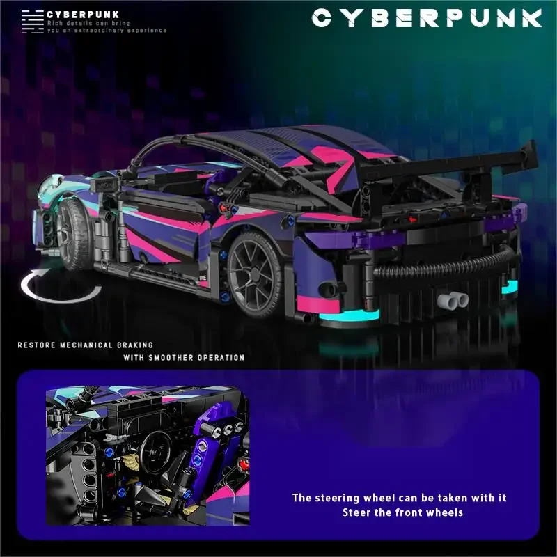 Technical Hypercar cyberpunk Racing Car Building Blocks Toy, Sportcar Brick For Boy Adult,The Perfect Christmas Gift for Kids Wh