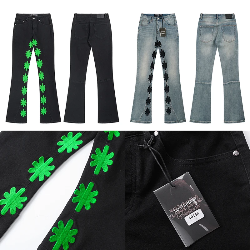 

LOSTSHDWS 2022, расклешенные брюки, высокое качество, оригинальная бирка, флуоресцентная вышивка, облегающие универсальные джинсы с высокой талией Lostshdws