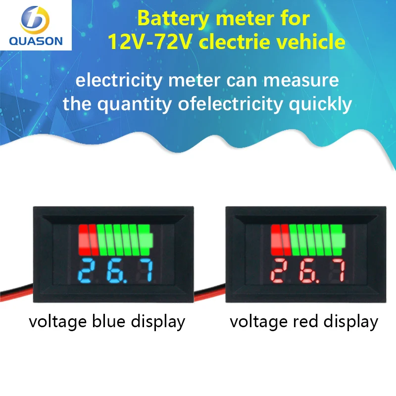 12V 24V 36V 48V 60V Car Battery Charge Level Indicator Lithium Battery Capacity Meter Tester Display LED Tester Voltmeter