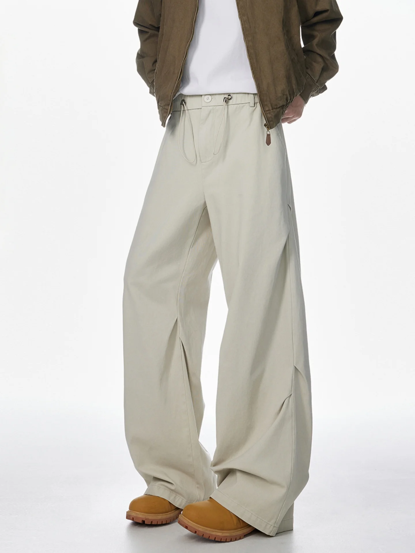 

Khaki Cotton Casual Pants Men's Loose Straight Leg Jeans Autumn Fashionable American Style Knife Pants Breathable Comfor...