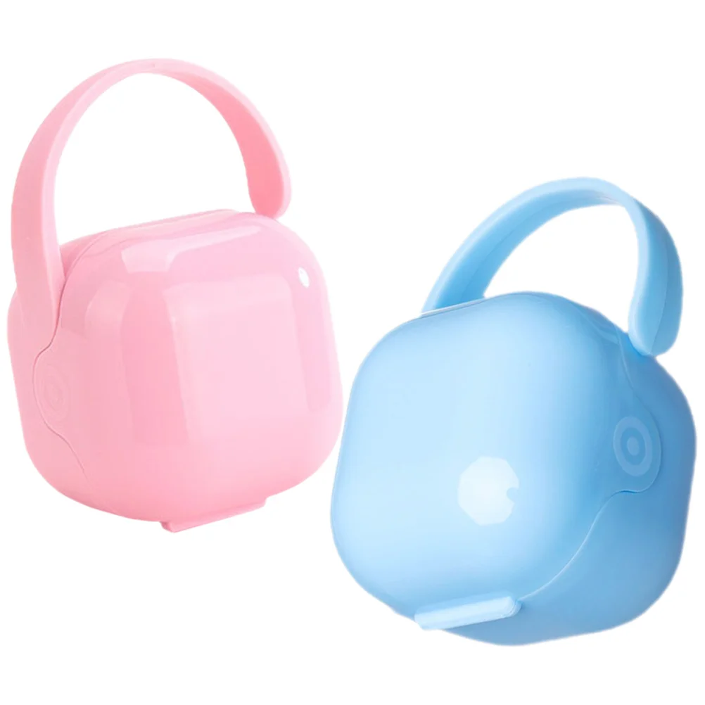 2Pcs 젖꼭지 보관 상자 여행을위한 아기 젖꼭지 홀더 케이스 휴대용 안전한 PP 소재 부드러운 가장자리 쉬운 청소