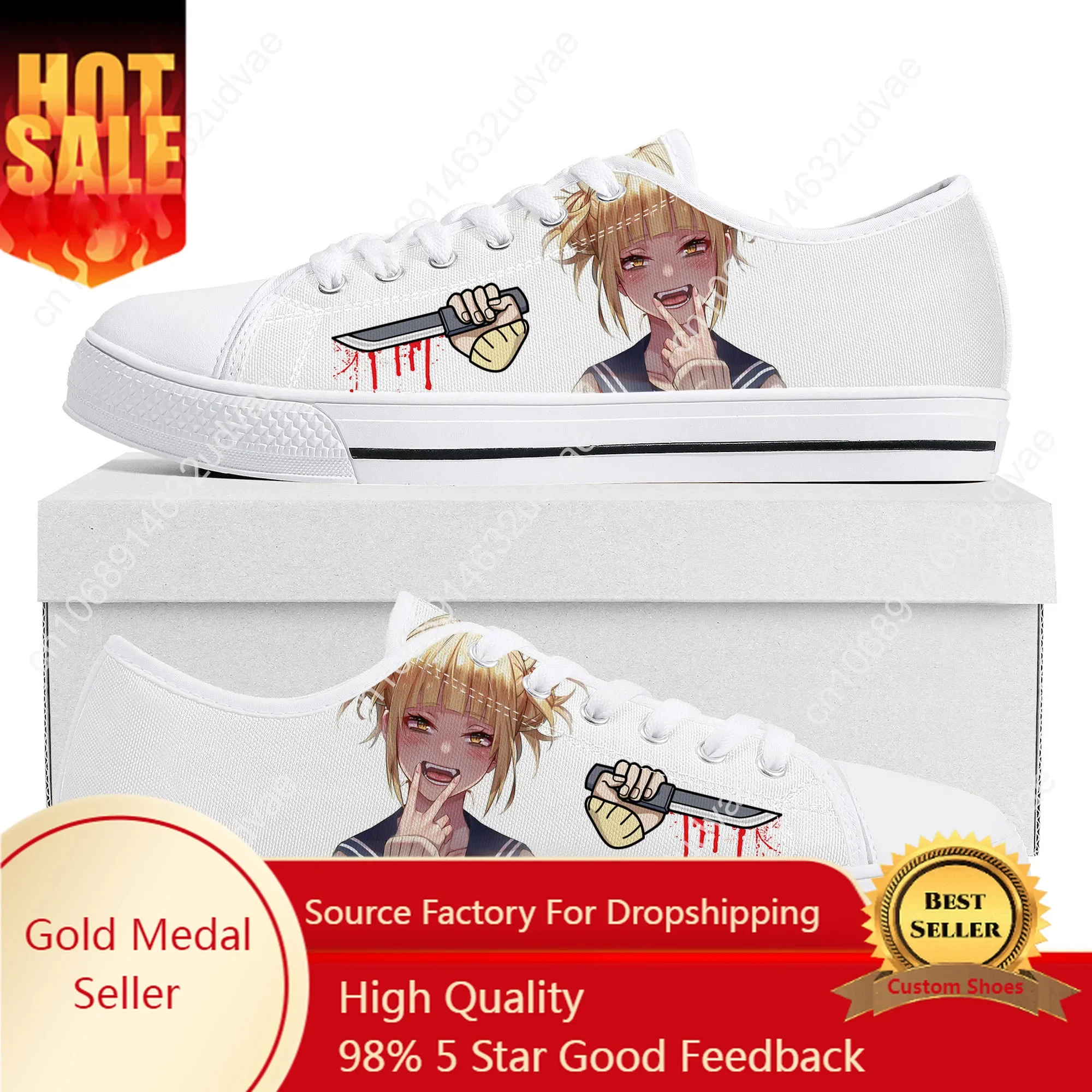 

Himiko Toga My Hero Academia Low Top Sneakers Mens Womens Teenager High Quality Canvas Sneaker Casual Couple Shoes Custom Shoe