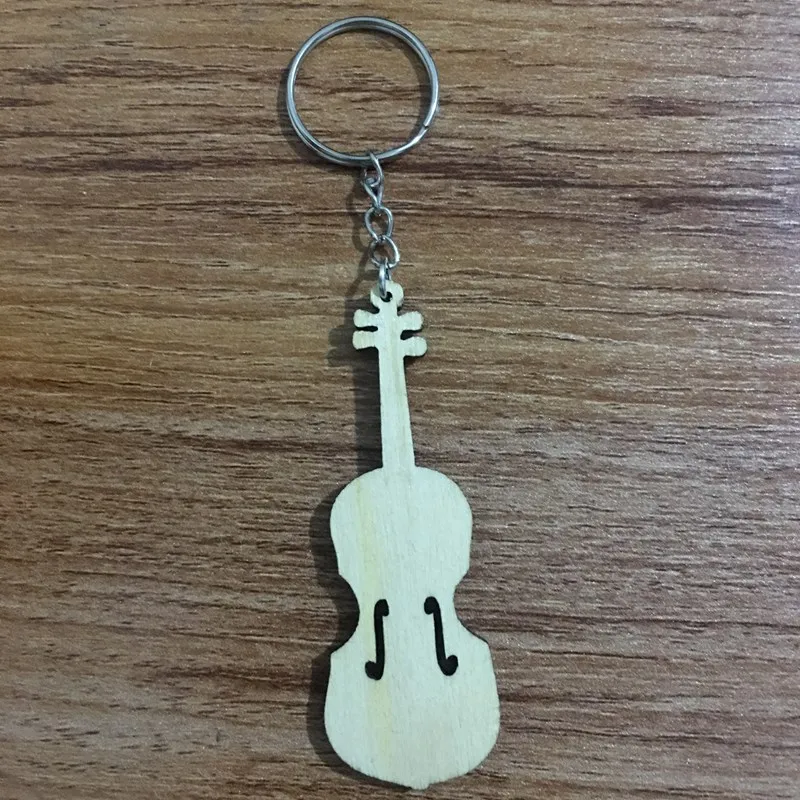 New Fashion Wood Carved Cello Violin Pendant Concert Keychain Necklace Trinket Party Gift Women DIY Photography Props Supplies