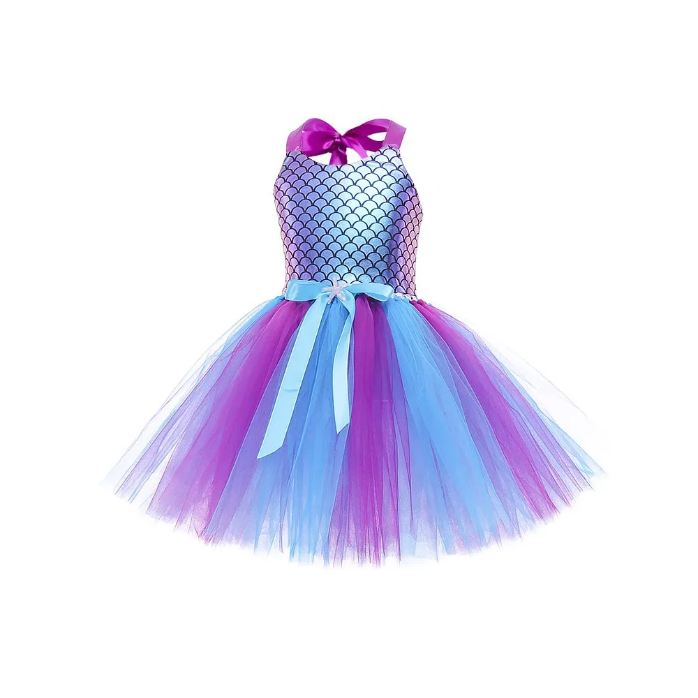 Girls Mermaid Dress Children Princess Perform Costume Tutu Dress Summer Prom Dresses Kids Birthday Party School Casual Clothes