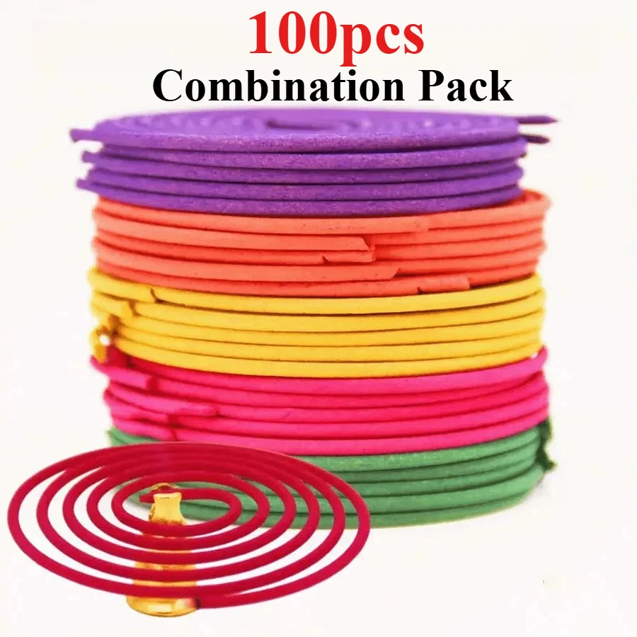 100 varillas de incienso de fragancia mixta, forma en espiral, limón, rosa, jazmín, lavanda, naranja, 3-4 horas de tiempo de combustión, fragancia suave,