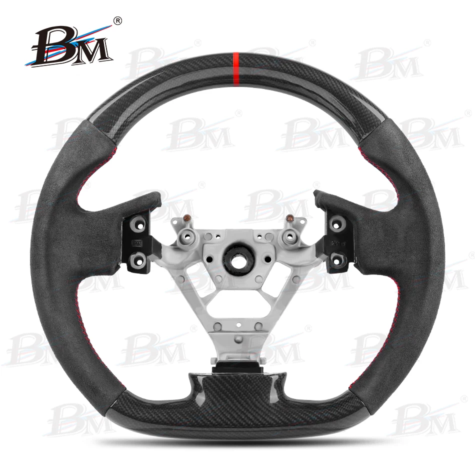 

Real Carbon Fiber Steering Wheel For NISSAN V35 SKYLINE INFINITI G35 2003-2007 Alcantara Perforated Leather D-shape Red Mark