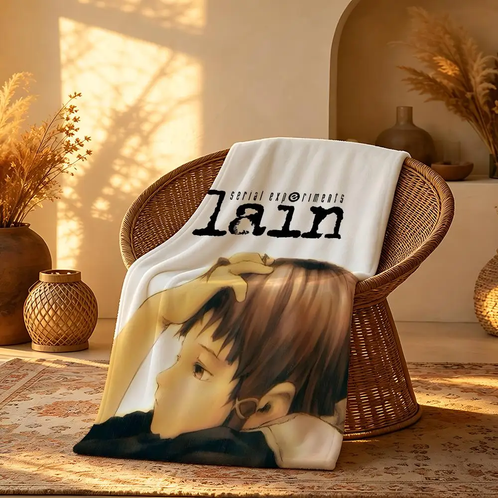 Serial Experiments Lain Throw Short Plush Throw Blanket Soft Skin-Friendly Multi-Scene Home Office
