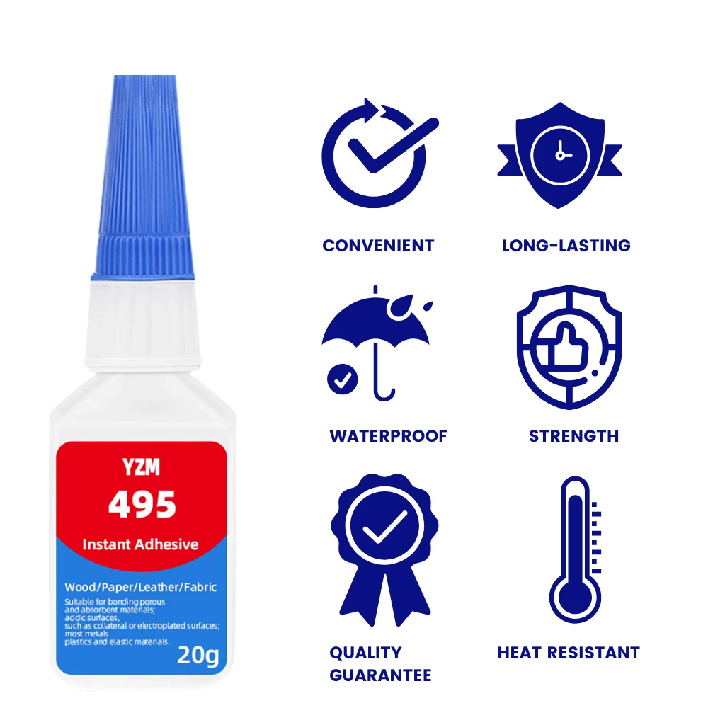 20g 495 Instant Quick Drying Glue Strong Glue High Temperature Resistant Adhesive For Metal Plastic PVC Strong Liquid Glue