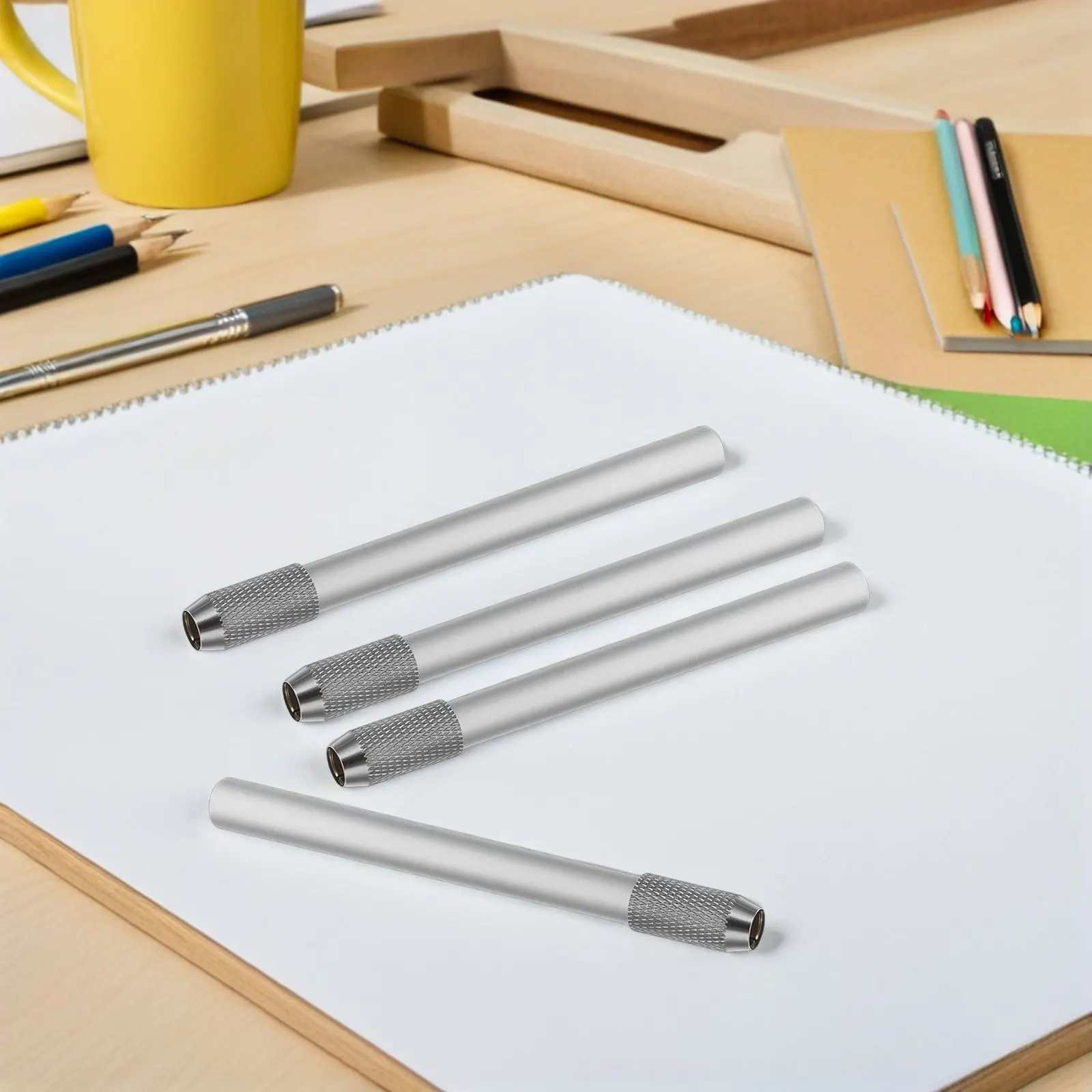 8Pcs Metal Pencil Extender for Colored Pencils Reusable Pencil Lengthen Tool Artist Sketch Pen Holder Extender for Short Pencils