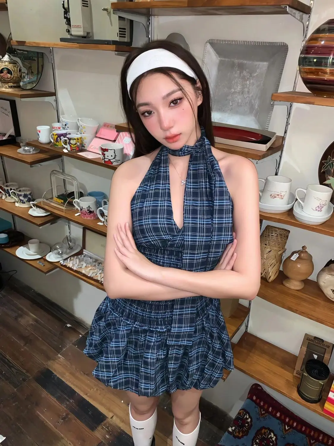 Y2K 90s Korean Harajuku Two-piece Set High Waist A-line Mini Skirt and Crop Top Sweet Blue Kawaii Grunge Summer Outfit 2025 New