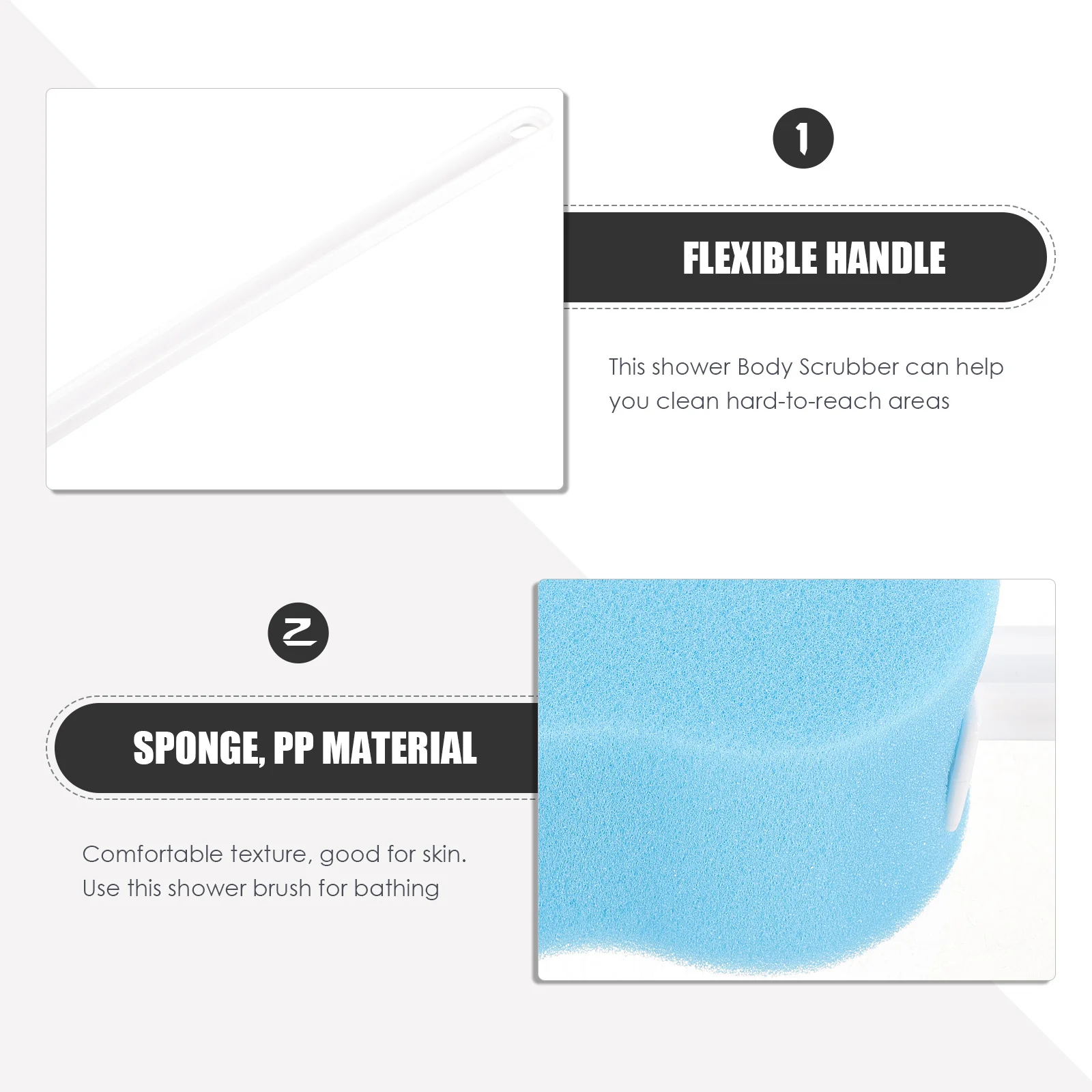 

Back Shower Scrubber Long Handle Bath Brush Body Cleaning Exfoliating Shower Back Sponge Brush for Healthy Skin