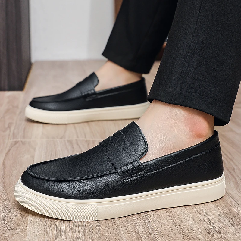 

Fashion Leather Men Casual Shoes Comfortable Man Loafers Work Shoes Breathable Lightweight Walking Shoes Slip on Driving Shoes