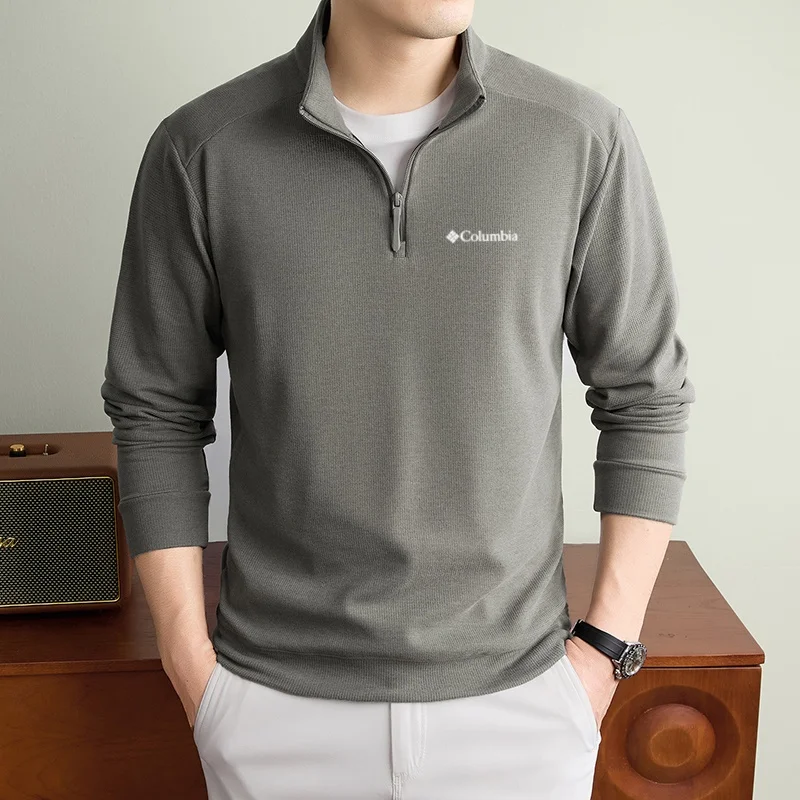 Herbst Neuer Komfortabler Samt-Pullover mit Reißverschluss und Halbhohem Kragen, Modischer Schriftzug, Exquisite Stickerei, Warmes Herren-Strick-T-Shirt – Detail 11