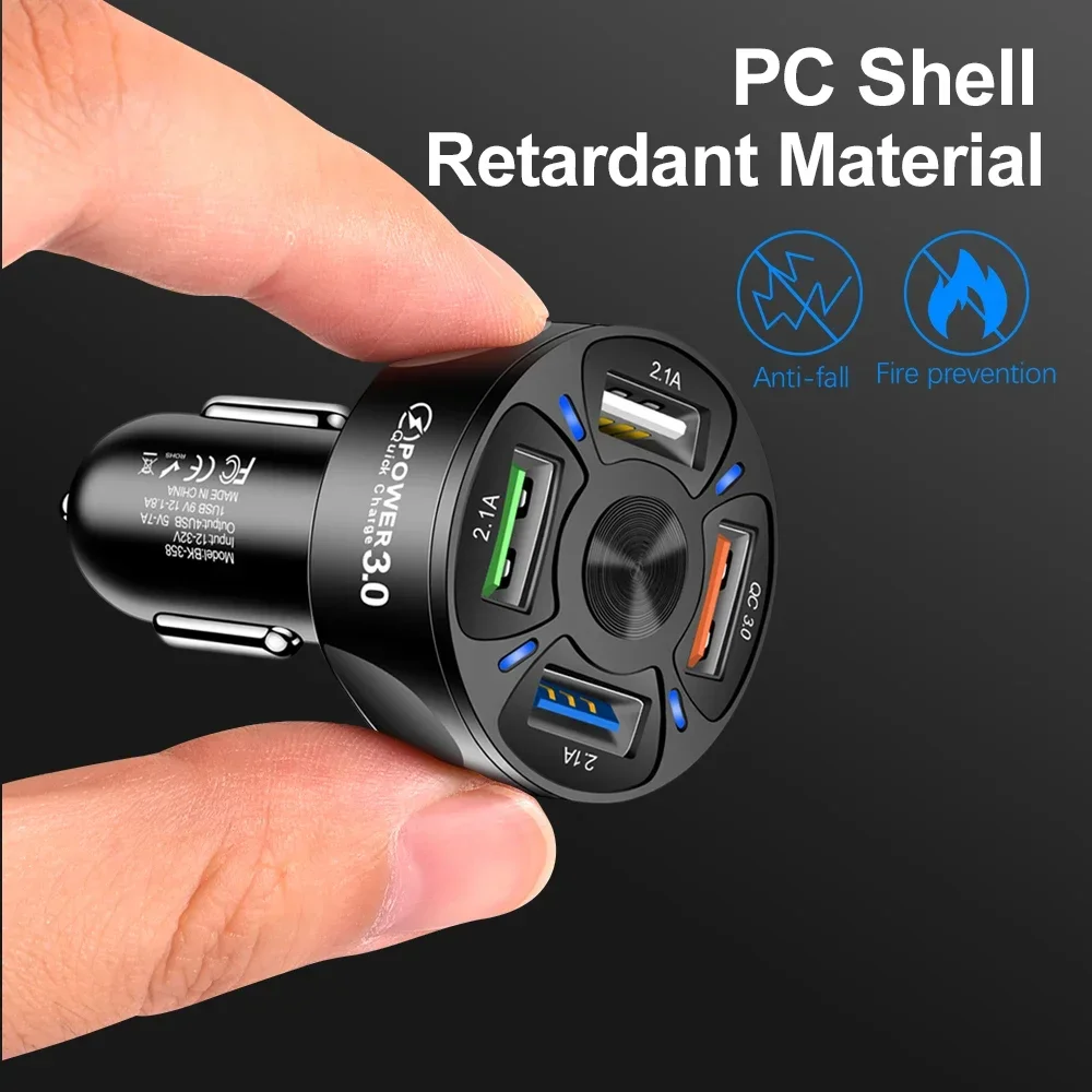 40W Usb Car Fast Charger 4 Ports New Fast Charging Mobile Phone Adapter in Car For iPhone Xiaomi Huawei Quick Charger