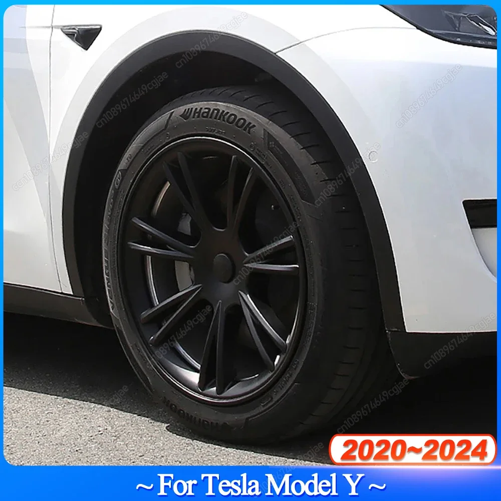 4PCS For Tesla Model Y Wheel Caps 2020-2024 19 Inch HubCap Performance Automobile Replacemen Hub Cap Full Rim Cover Matte Black