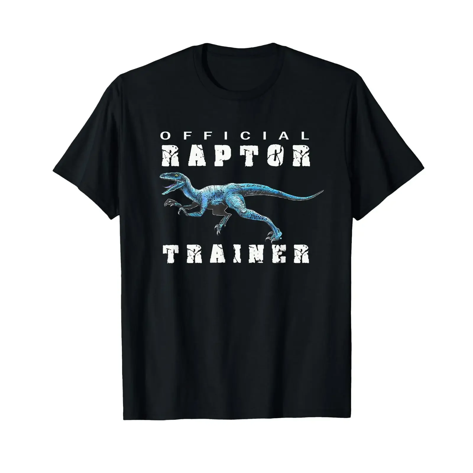 Jurassic Dinosaur Blue Raptor Trainer Velociraptor T Shirt vintage Washed streetwear Stretched Breathable Slightly fashion