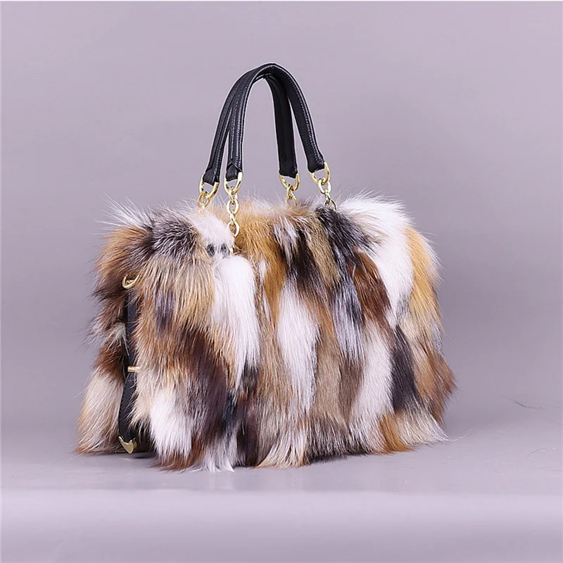 Women's Designer Fox Fur Handbag Women's Luxury Handbag Autumn And Winter Large Capacity Crossbody Bag Brand Shopper Purse New