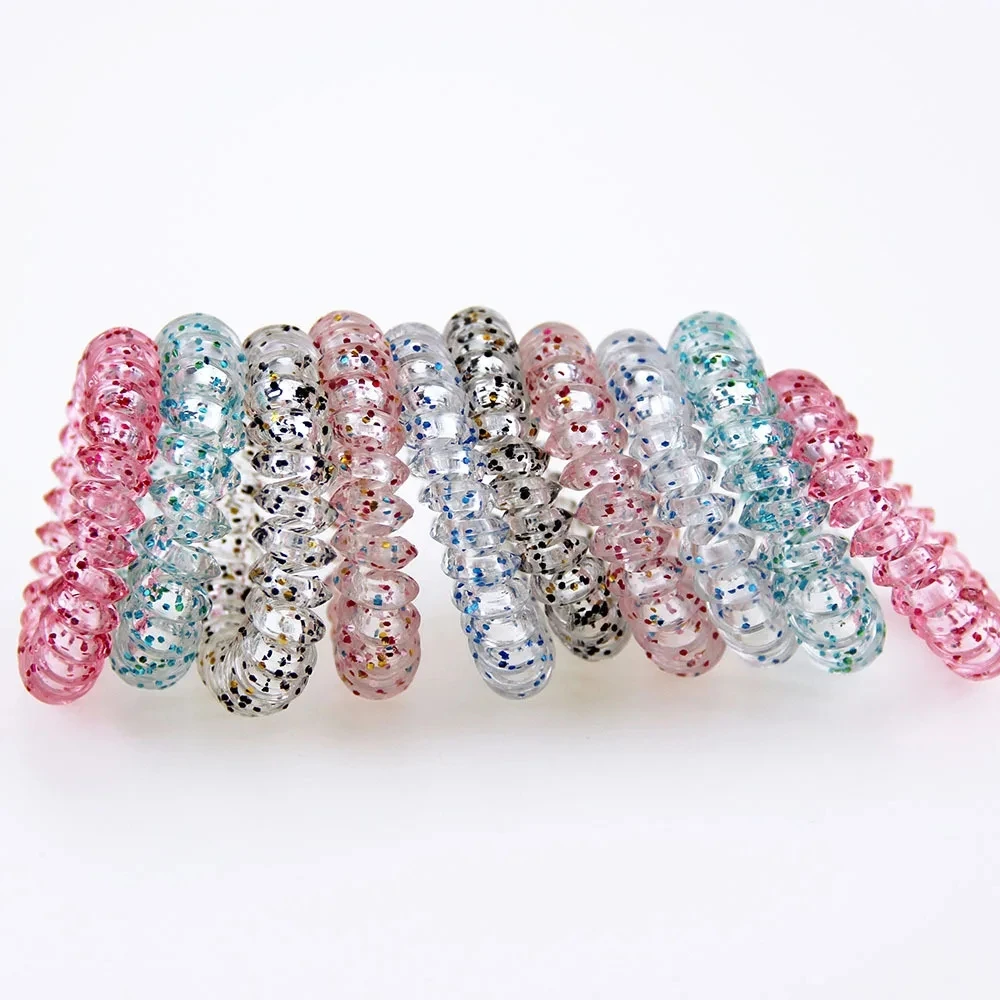 5 CM Telephone Line Rubber Bands Transparent Colorful Clear Elastic Hair Bands For Women Girls Ties Gum Hair Accessories