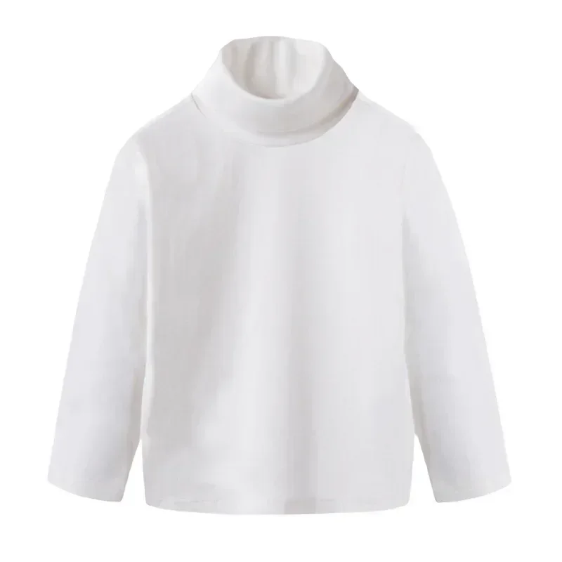 Winter Baby Girls Tshirt Long-sleeved Turtleneck Thicken 100% Cotton Solid Bottoming Shirt Cotton Children\'s Casual T-shirt 10Y