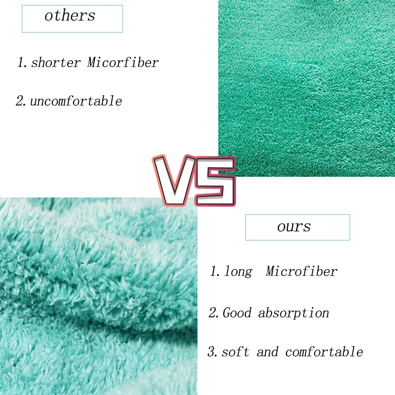 3/5/10pcs Car Wash Microfiber Towel 350GSM Car Drying Auto Detailing Cleaning Cloth Soft Coral Fiber Water Absorption Rag Tools