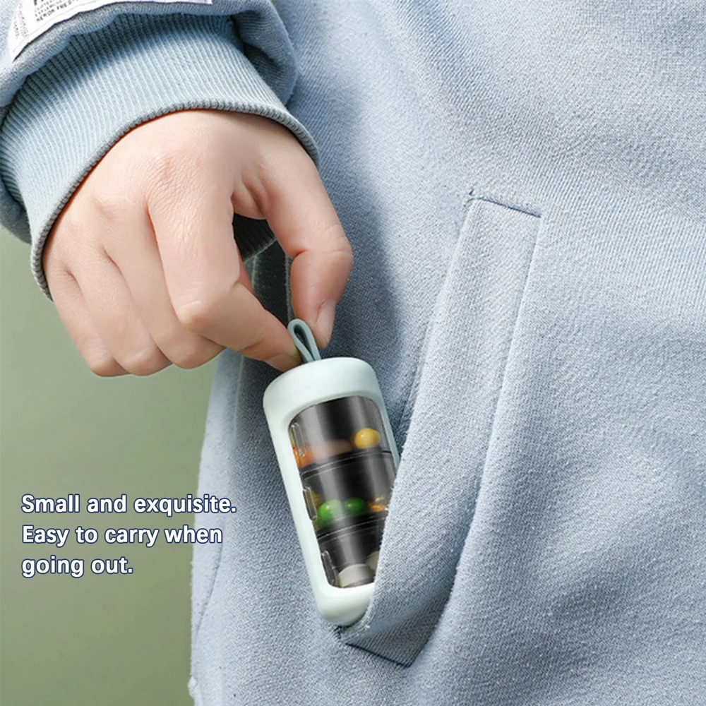 Cylindrical 3 Compartment Pill Organizer Dust Resistant Capsule Tablet Storage Case Portable Supplement Holder For Daily Carry